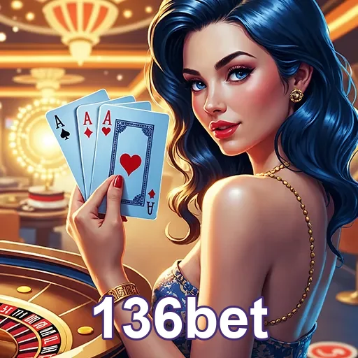Imagem de um cassino online com o logo 136bet, promovendo apostas e jogos de azar no site 136bet.