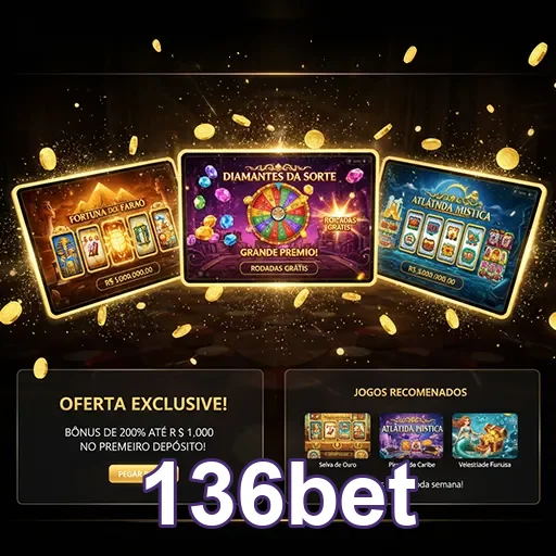 Tela de acesso ao casino, live e slots no 136bet
